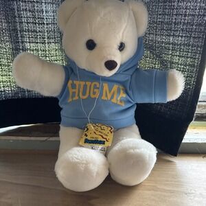 Vintage Prestige White Teddy Bear 15" Plush With Hoodie. Stuffed Animal. Rare.